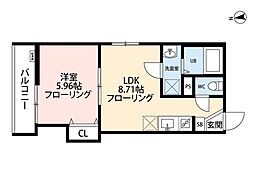 立川セイワレジデンスII 1階1LDKの間取り