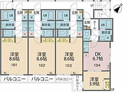 カインドネス相模大野II 1Kの間取図画像