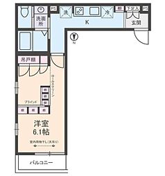 アリビオ祐天寺 1階1Kの間取り