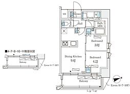 リビオメゾン御茶ノ水EAST 2DKの間取図画像