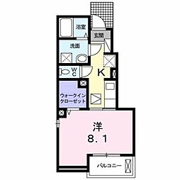 フレッシ メゾン 1階1Kの間取り
