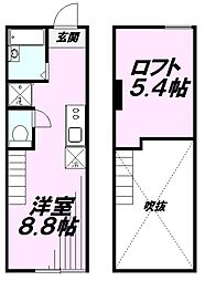 グランデ清瀬(グランデキヨセ) 2階ワンルームの間取り