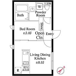 CASA GRAZIE 東日暮里 2階1LDKの間取り