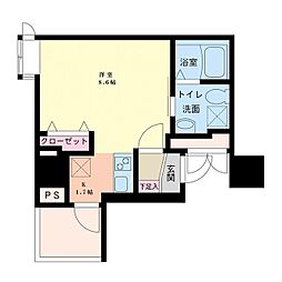 Osaka Metro谷町線 南森町駅 徒歩5分の賃貸マンション 1階ワンルームの間取り