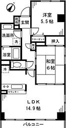 千石ヒルズレジデンス 1階2LDKの間取り