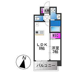 エスリードレジデンス玉造ザ・イースト 1LDKの間取図画像