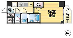 ファステート神戸サルビア 4階1Kの間取り