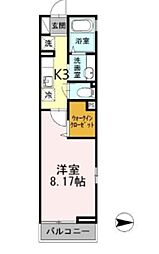 ソルテール六町 1Kの間取図画像