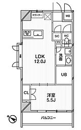 ELSTANZA文京千駄木 1LDKの間取図画像