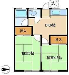 第三山津荘 2DKの間取図画像