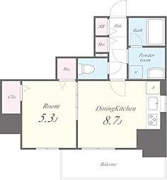 VALENTIA麻布 11階1LDKの間取り