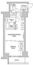 ザ・パークハビオ入谷 1LDKの間取図画像