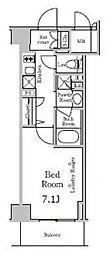 レジディア千駄木 1Kの間取図画像