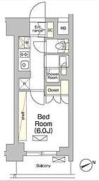 JR山手線 大崎駅 徒歩10分の賃貸マンション 2階1Kの間取り