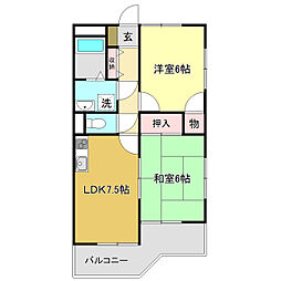 コーポライムグリーン 2LDKの間取図画像