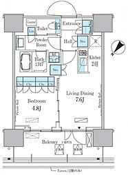 晴海フラッグ ポートヴィレッジ C棟 15階1LDKの間取り