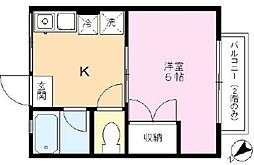 シティハイムコウガクC 1Kの間取図画像