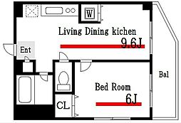 クレストヒルズ新小岩駅前 6階1DKの間取り