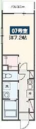 MELLAS新秋津II 1Kの間取図画像