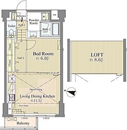 神楽坂南町ハウス 1LDKの間取図画像