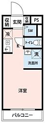 ペガサスマンション経堂 2階ワンルームの間取り