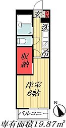 JR総武線 東船橋駅 徒歩11分の賃貸マンション 1階1Kの間取り