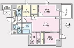 タスキプライムテラス後楽園 3階2SLDKの間取り