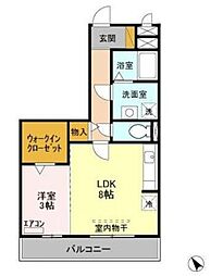 ジェンティーレ ヤマザキ 3階1LDKの間取り