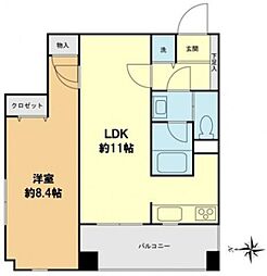 スカイグランデ京成小岩 7階1LDKの間取り