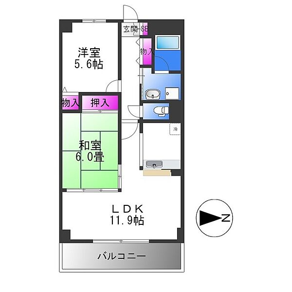 モアフィールド ｜大阪府大阪市平野区喜連５丁目(賃貸マンション2LDK・4階・58.59㎡)の写真 その2