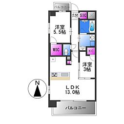 京阪本線 関目駅 徒歩3分の賃貸マンション 2階2LDKの間取り