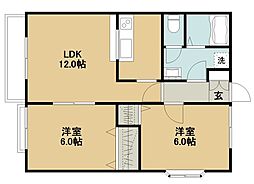 ネアメッセ静 2階2LDKの間取り