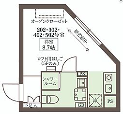 大田区矢口1丁目マンション ワンルームの間取図画像