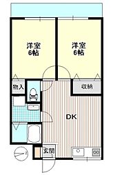 ジャコワ東日本橋マンション 5階2DKの間取り