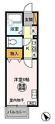 セジュール菊間 2階1Kの間取り