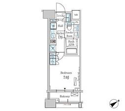 パークアクシス横浜山下町 502 5階1Kの間取り