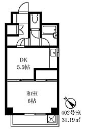 ホシノフラット目白台 1DKの間取図画像