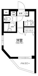 都営大江戸線 西新宿五丁目駅 徒歩3分の賃貸マンション 5階1Kの間取り