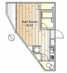 東急目黒線 武蔵小山駅 徒歩5分の賃貸マンション 2階ワンルームの間取り