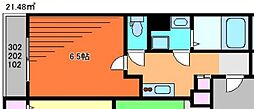 坂戸市末広町アパート 1Kの間取図画像