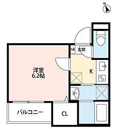 Lunapiena船橋 1Kの間取図画像