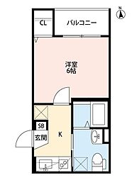 Osaka Metro谷町線 八尾南駅 徒歩8分の賃貸アパート 3階1Kの間取り