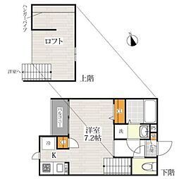 CB川越オーブ 1Kの間取図画像