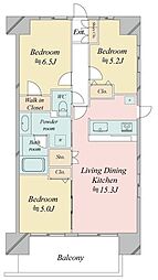 レジディア南千住 7階3LDKの間取り