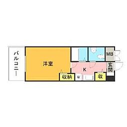 メゾン・ド・ヴィレ大濠 1Kの間取図画像