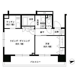パークキューブ浅草田原町 2階1LDKの間取り