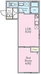 V-style幡ヶ谷 4階1LDKの間取り