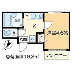 メルディア東堀切 1Kの間取図画像