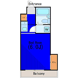 京急本線 青物横丁駅 徒歩5分の賃貸マンション 3階1Kの間取り