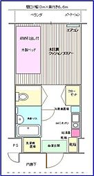 多摩学生マンション 1Kの間取図画像
